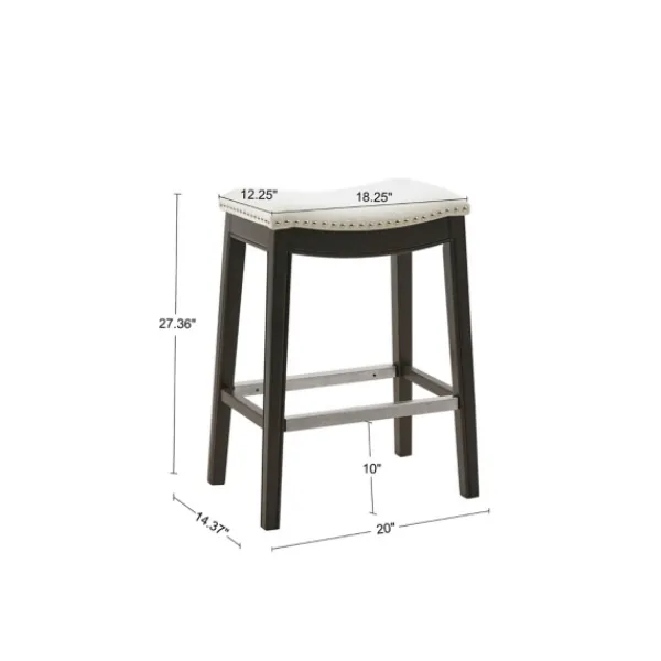 Bar Stools & Counter Height Stools-Kirkland's Home Upholstered Saddle Seat Counter Stool Ivory