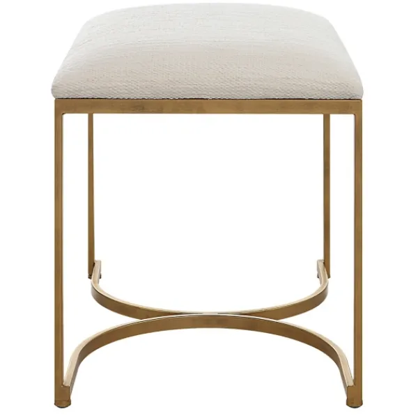 Benches & Ottomans-Kirkland's Home Upholstered Seat And Gold Metal Bench White
