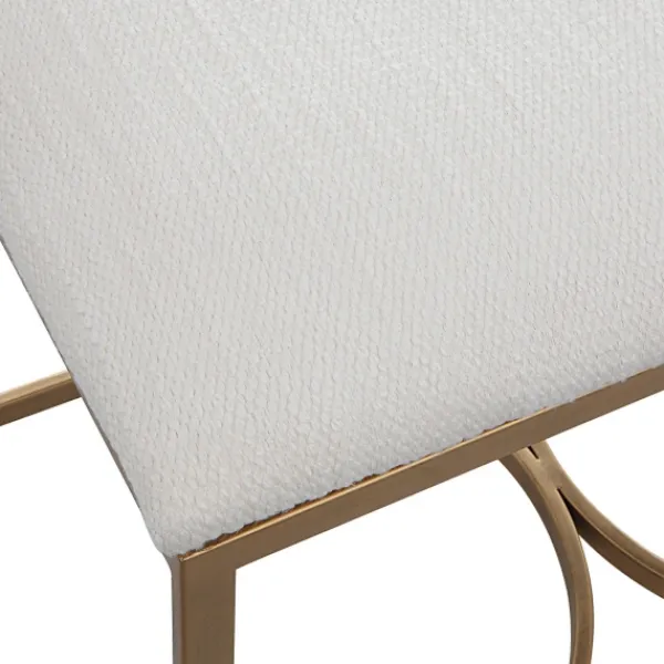 Benches & Ottomans-Kirkland's Home Upholstered Seat And Gold Metal Bench White