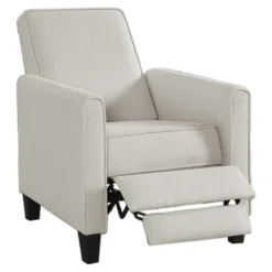 Accent Chairs-Kirkland's Home Upholstered Slim Push-Back Recliner Ivory
