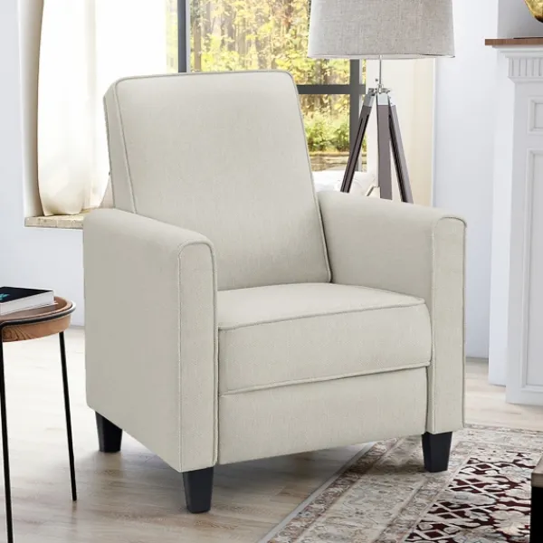 Accent Chairs-Kirkland's Home Upholstered Slim Push-Back Recliner Ivory