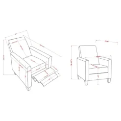 Accent Chairs-Kirkland's Home Upholstered Slim Push-Back Recliner Ivory