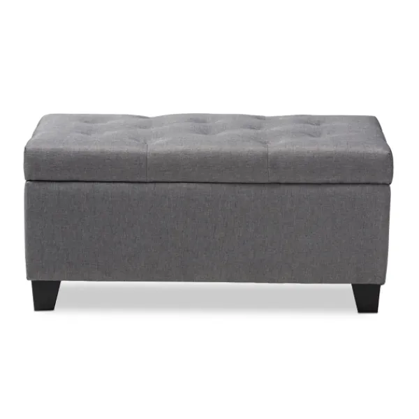 Benches & Ottomans-Kirkland's Home Upholstered Storage Ottoman Gray