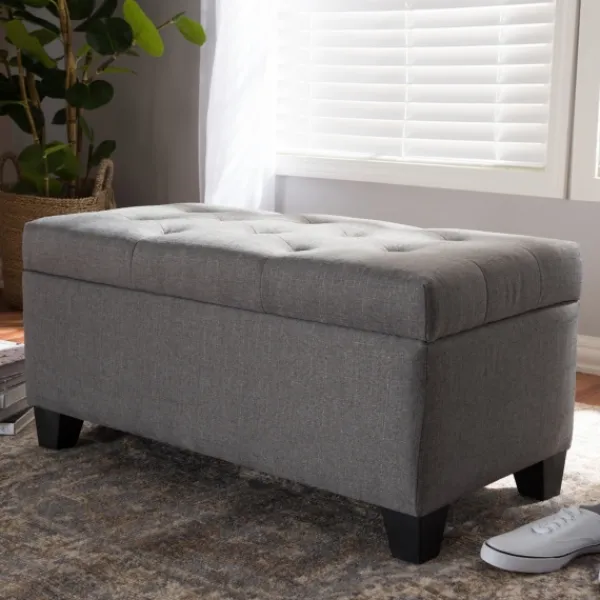 Benches & Ottomans-Kirkland's Home Upholstered Storage Ottoman Gray