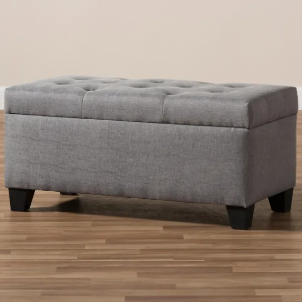 Benches & Ottomans-Kirkland's Home Upholstered Storage Ottoman Gray