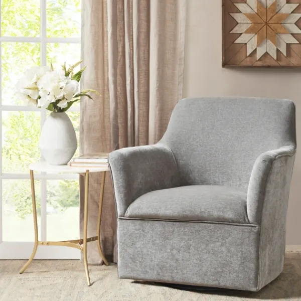 Accent Chairs-Kirkland's Home Upholstered Swivel Glider Accent Chair Gray