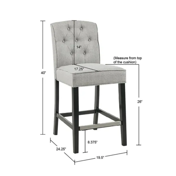 Bar Stools & Counter Height Stools-Kirkland's Home Upholstered Tufted Button Back Counter Stool Gray
