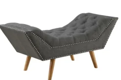 Benches & Ottomans-Kirkland's Home Upholstered Tufted Button Curved Bench Gray