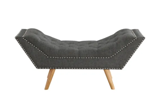 Benches & Ottomans-Kirkland's Home Upholstered Tufted Button Curved Bench Gray