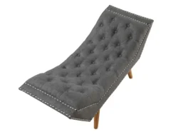 Benches & Ottomans-Kirkland's Home Upholstered Tufted Button Curved Bench Gray