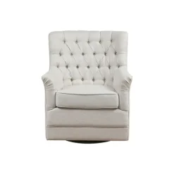 Accent Chairs-Kirkland's Home Upholstered Tufted Swivel Accent Chair White