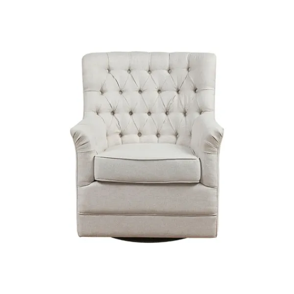 Accent Chairs-Kirkland's Home Upholstered Tufted Swivel Accent Chair White