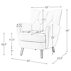 Accent Chairs-Kirkland's Home Upholstered Tufted Wingback Accent Chair Ivory