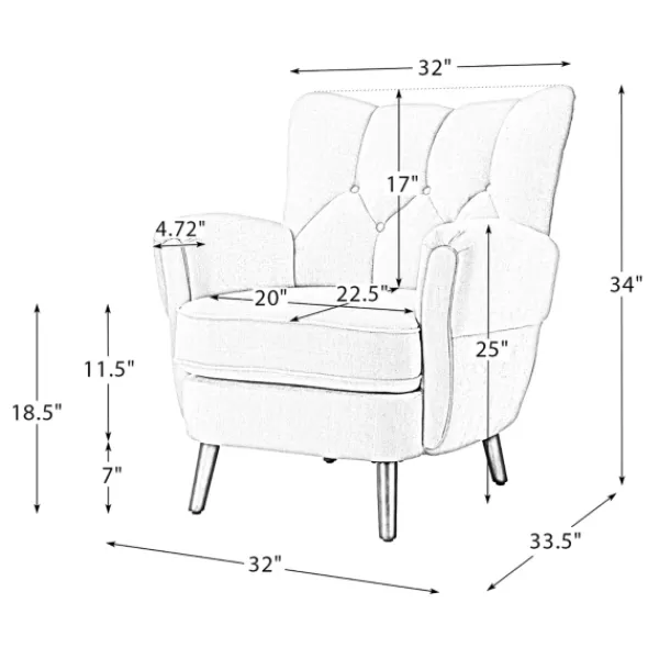 Accent Chairs-Kirkland's Home Upholstered Tufted Wingback Accent Chair Ivory