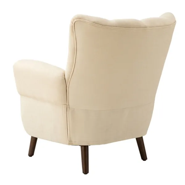 Accent Chairs-Kirkland's Home Upholstered Tufted Wingback Accent Chair Ivory
