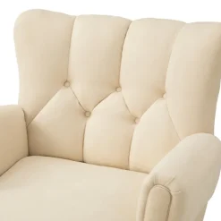 Accent Chairs-Kirkland's Home Upholstered Tufted Wingback Accent Chair Ivory
