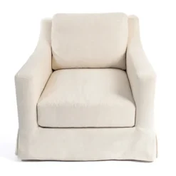 Accent Chairs-Kirkland's Home Upholstered Weekend Swivel Accent Chair Ivory