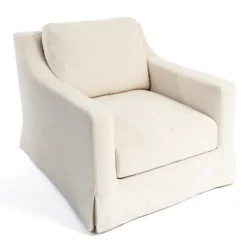 Accent Chairs-Kirkland's Home Upholstered Weekend Swivel Accent Chair Ivory