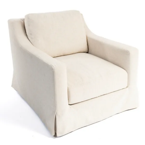 Accent Chairs-Kirkland's Home Upholstered Weekend Swivel Accent Chair Ivory