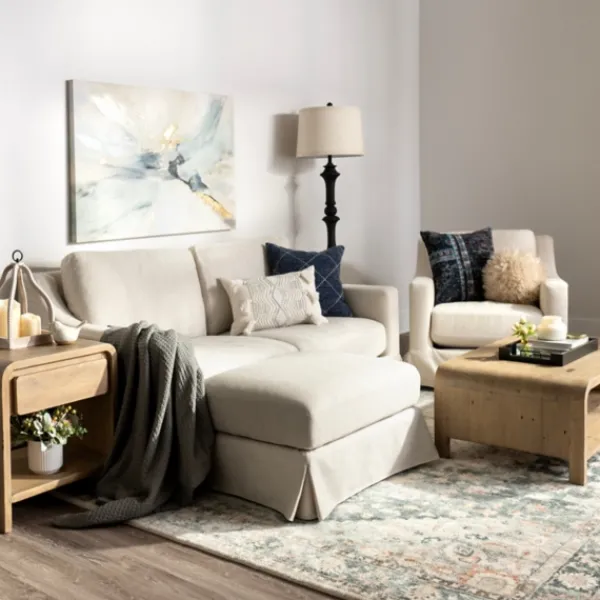 Accent Chairs-Kirkland's Home Upholstered Weekend Swivel Accent Chair Ivory