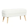 Benches & Ottomans-Kirkland's Home Upholstered Wood Leg Storage Bench Ivory