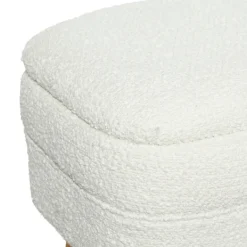 Benches & Ottomans-Kirkland's Home Upholstered Wood Leg Storage Bench Ivory