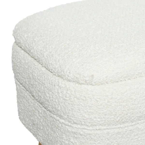 Benches & Ottomans-Kirkland's Home Upholstered Wood Leg Storage Bench Ivory