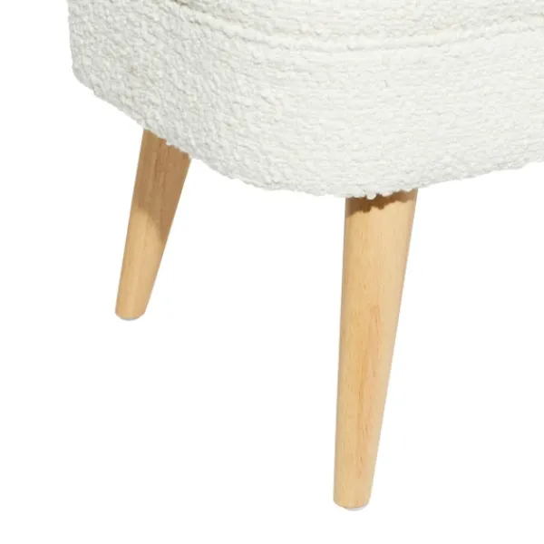 Benches & Ottomans-Kirkland's Home Upholstered Wood Leg Storage Bench Ivory