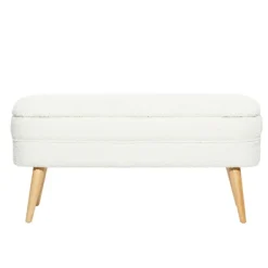 Benches & Ottomans-Kirkland's Home Upholstered Wood Leg Storage Bench Ivory