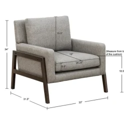 Accent Chairs-Kirkland's Home Upholstered Wood Trim Accent Chair Gray