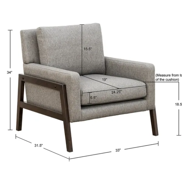 Accent Chairs-Kirkland's Home Upholstered Wood Trim Accent Chair Gray