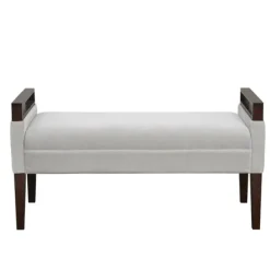Benches & Ottomans-Kirkland's Home Upholstered Wood Trim Bench Gray