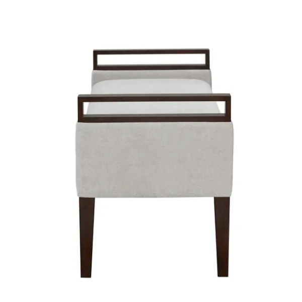 Benches & Ottomans-Kirkland's Home Upholstered Wood Trim Bench Gray