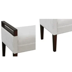 Benches & Ottomans-Kirkland's Home Upholstered Wood Trim Bench Gray