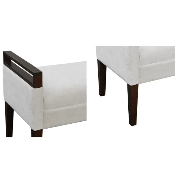 Benches & Ottomans-Kirkland's Home Upholstered Wood Trim Bench Gray