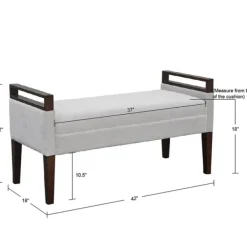 Benches & Ottomans-Kirkland's Home Upholstered Wood Trim Bench Gray