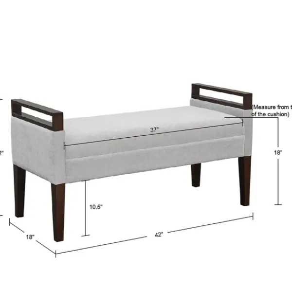Benches & Ottomans-Kirkland's Home Upholstered Wood Trim Bench Gray