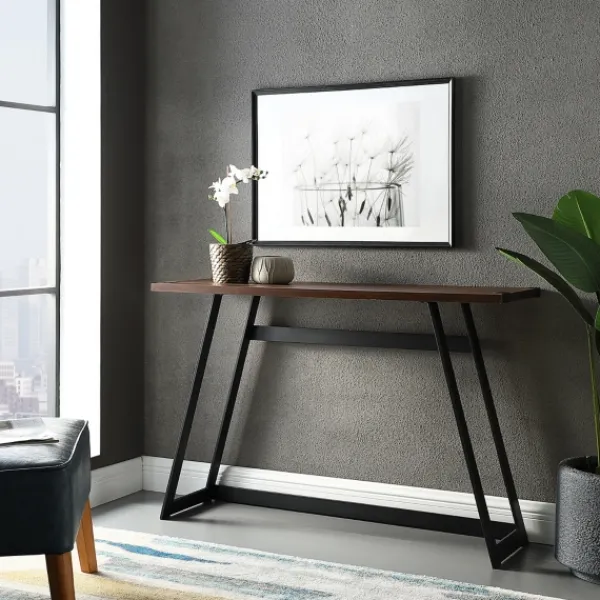 Console Tables-Kirkland's Home Urban Metal Wrap Dark Walnut Console Table Brown