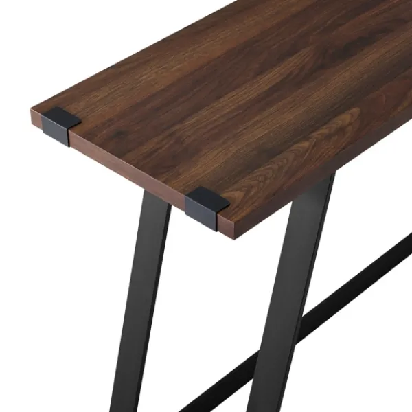 Console Tables-Kirkland's Home Urban Metal Wrap Dark Walnut Console Table Brown