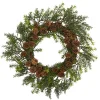 Wreaths-Kirkland's Home Uv-Safe Cedar Grass And Pine Cone Wreath Green/Brown