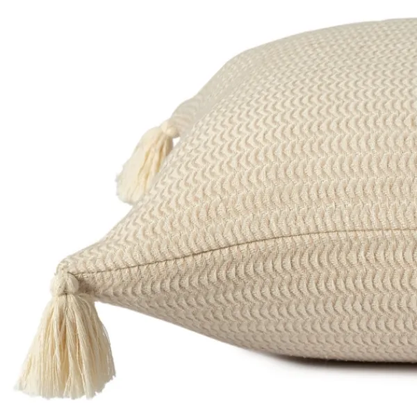 Pillows-Kirkland's Home Vanilla Trapeze Organic Cotton Throw Pillow Ivory