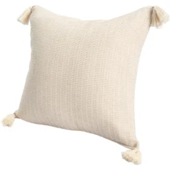 Pillows-Kirkland's Home Vanilla Trapeze Organic Cotton Throw Pillow Ivory