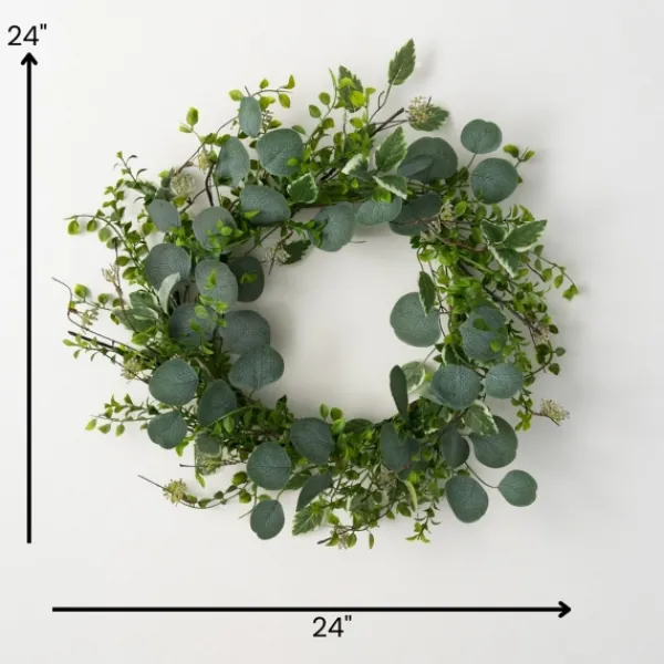 Wreaths-Kirkland's Home Variegated Mixed Leaf Wreath Green