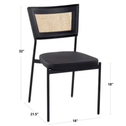 Dining Chairs-Kirkland's Home Vegan Leather And Rattan Dining Chairs, Set Of 2 Black/Tan