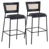 Bar Stools & Counter Height Stools-Kirkland's Home Vegan Leather And Rattan Bar Stools, Set Of 2 Black/Tan