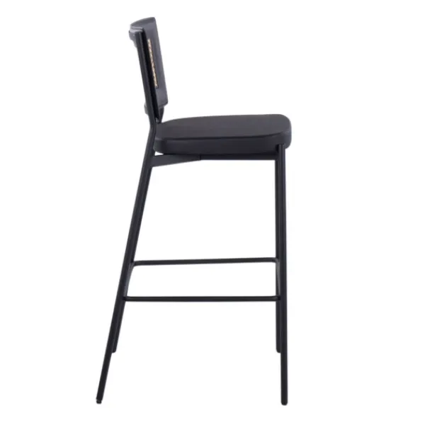 Bar Stools & Counter Height Stools-Kirkland's Home Vegan Leather And Rattan Bar Stools, Set Of 2 Black/Tan
