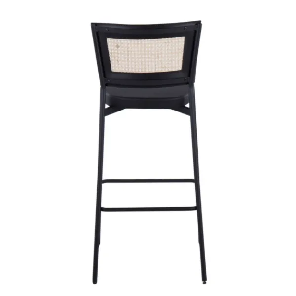 Bar Stools & Counter Height Stools-Kirkland's Home Vegan Leather And Rattan Bar Stools, Set Of 2 Black/Tan
