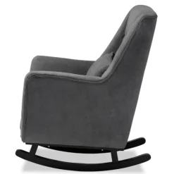 Accent Chairs-Kirkland's Home Velvet Biscuit Tufted Rocking Chair Gray