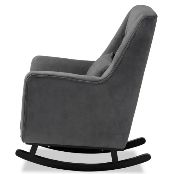 Accent Chairs-Kirkland's Home Velvet Biscuit Tufted Rocking Chair Gray