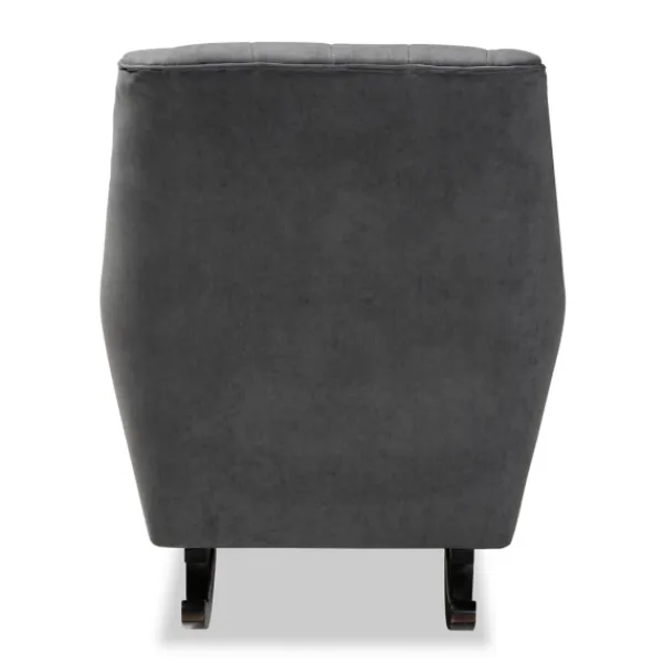 Accent Chairs-Kirkland's Home Velvet Biscuit Tufted Rocking Chair Gray